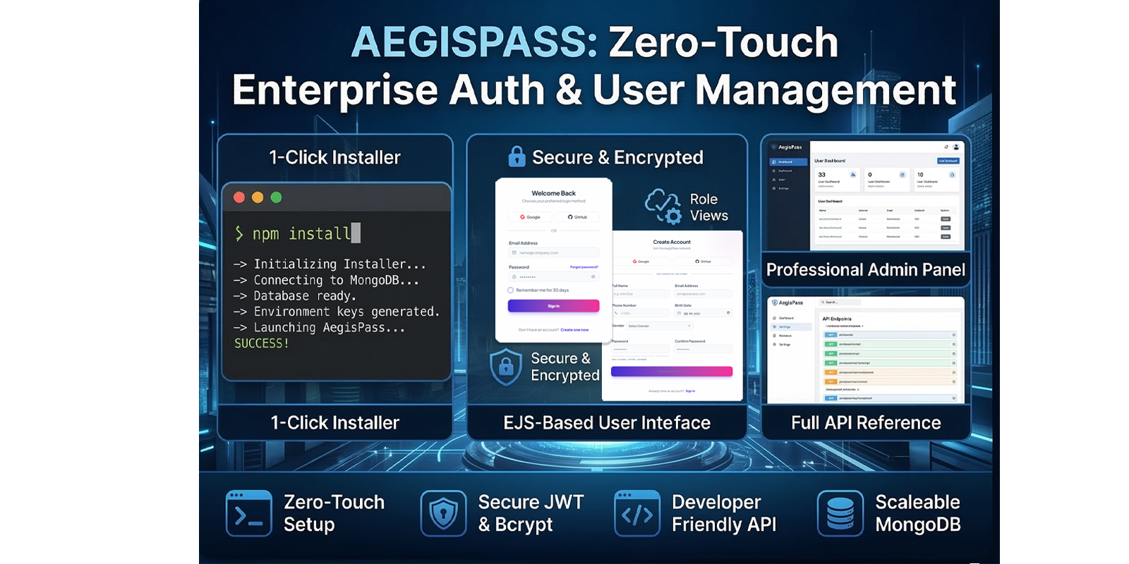 AegisPass - Node.js Kimlik Doğrulama Şablonu